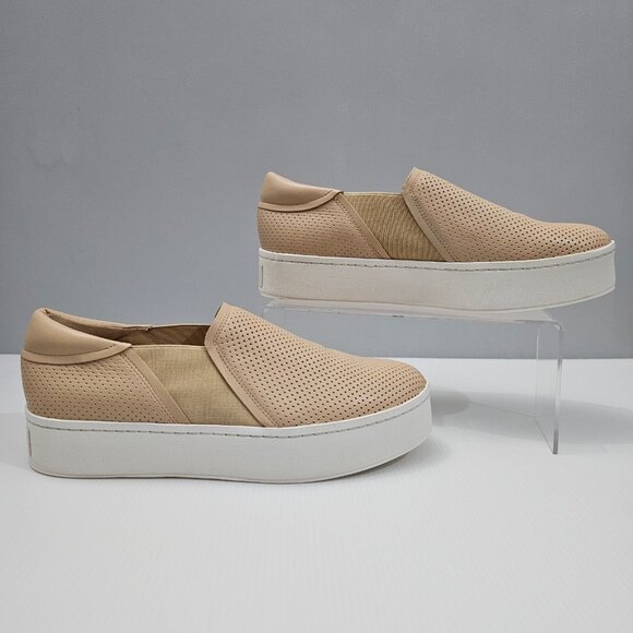 NEW Vince Warren II Sneaker Platform Slip On Loafer Perforated Tan Leather 9.5 - Picture 3 of 13